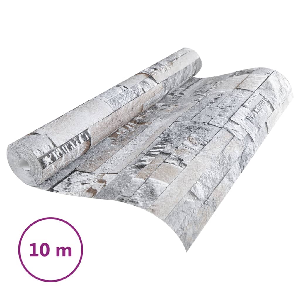 Wallpaper 3D Stone Look Grey and Brown 10x0.53 m Non-woven